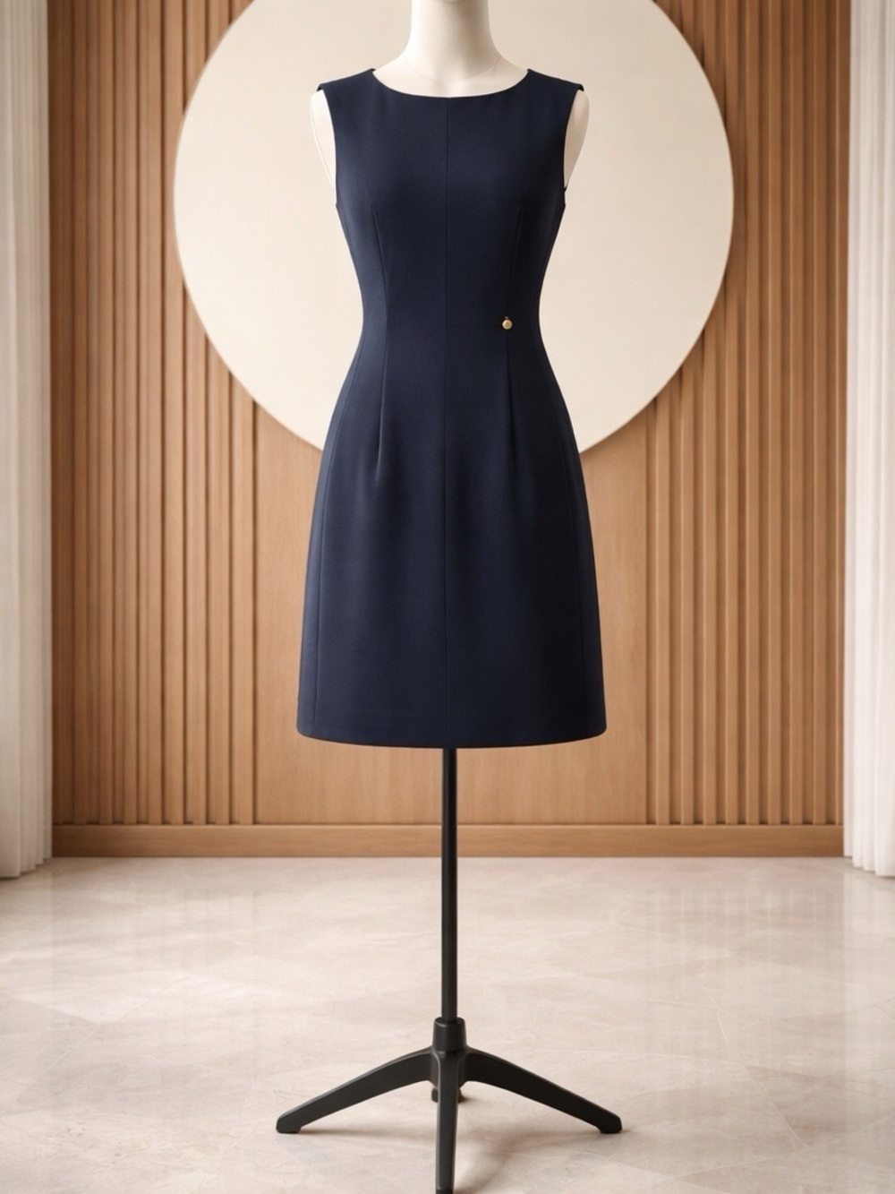 Rinascimento Black Sleeveless Midi Sheath Dress, Scuba Material w: tulle lining
